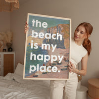 The Beach Is My Happy Place Typography Art Print with Monet • Travel • Adventure • Vacation