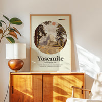 Yosemite National Park Print, Mid Century Travel Poster - California Wall Art - Mountain Landscape Decor