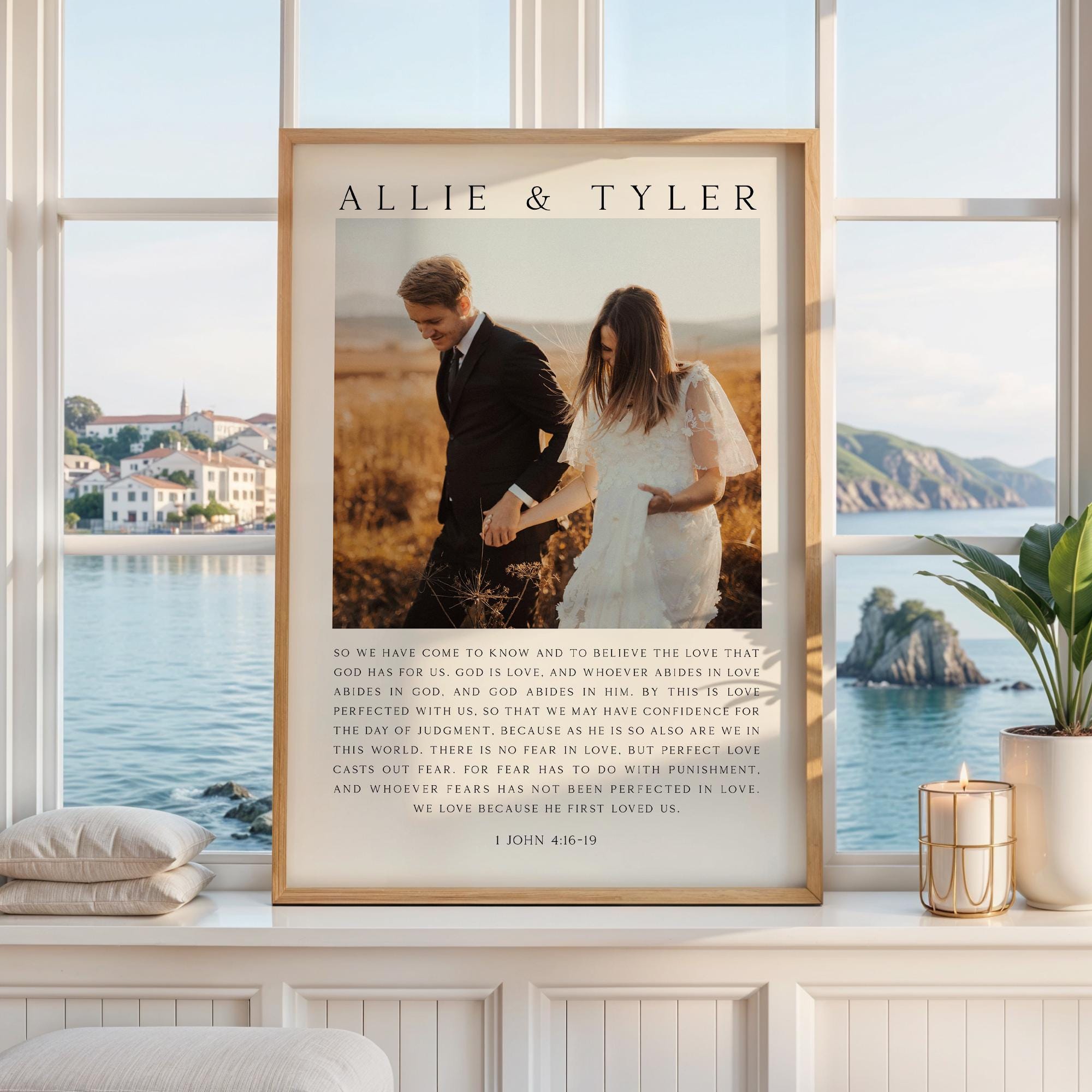 Personalized Wedding Anniversary Prayer with Photo and Names - Art Print