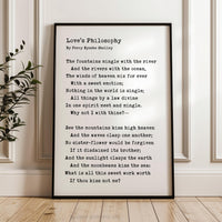 Love’s Philosophy Poem by Percy Bysshe Shelley, Typography Art Print, Love, Romance (1819)