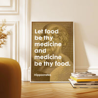 Let food be thy medicine and medicine be thy food. Hippocrates Quote, Typography Art Print Art, Health, Fitness, Nutrition, Kitchen