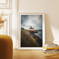 Coquille River Lighthouse Print in Bandon, Oregon, Moody Coastal Photography by Jessie Dysart