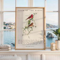 Matthew 6:26-27 Bible Verse Print, Look at the Birds Scripture Wall Art