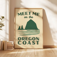 Meet Me on the Oregon Coast Print, Wall Art, Pacific Northwest Decor, Coastal Travel