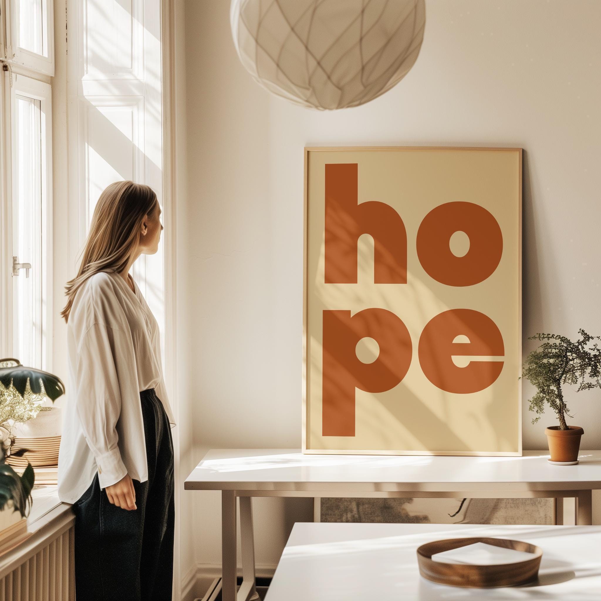 Hope Typography Art Print, Mid•Century Modern, Good Vibes, Modern, Optimism, Inspirational • Gift Idea
