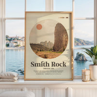 Smith Rock Oregon Print - Mid-Century Travel Poster - Wall Art - Nature Decor