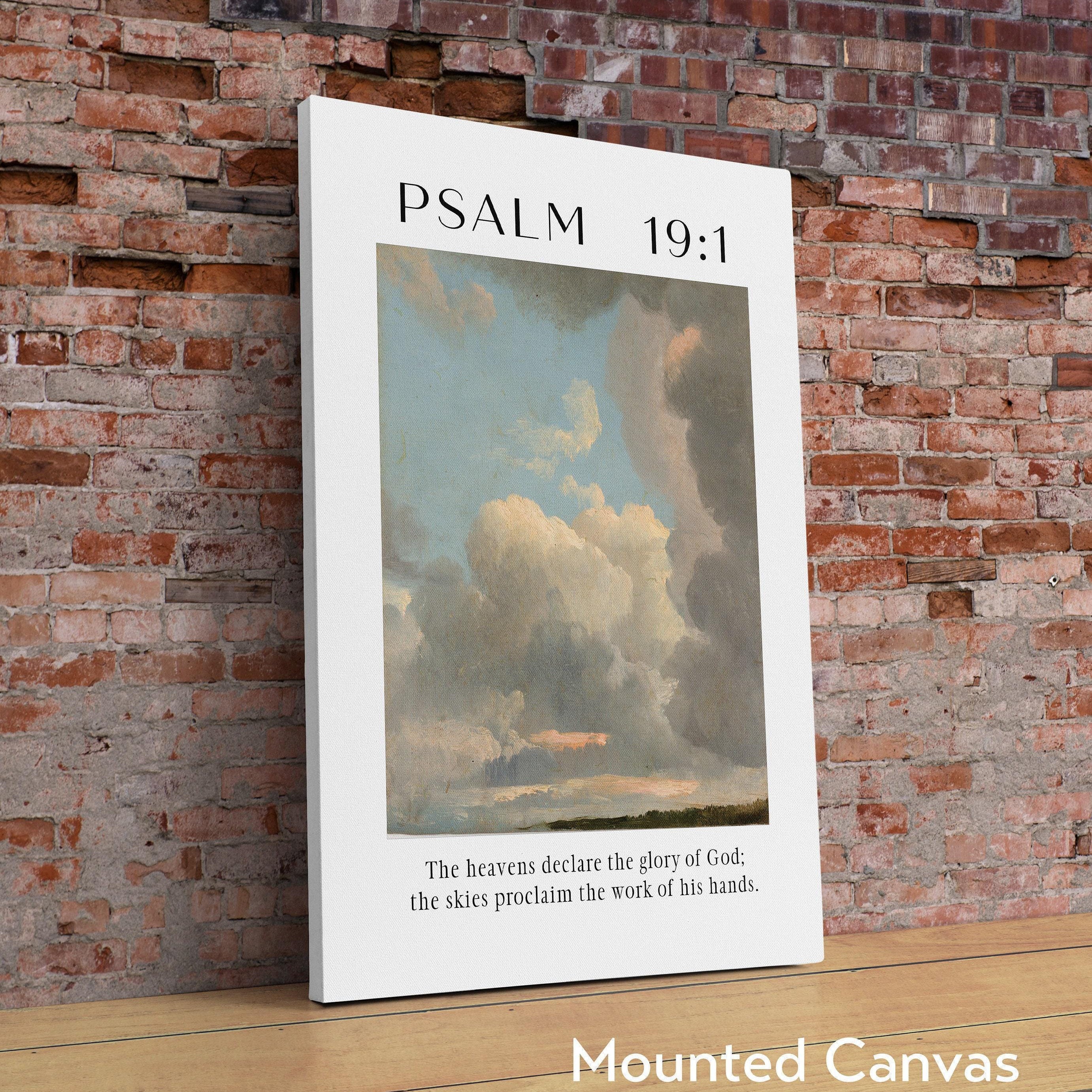 Psalm 19:1 The heavens declare the glory of God. Typography Art Print, Typography - Christian - Scripture - Cloud Study John Constable