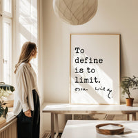 To Define Is To Limit., Oscar Wilde Quote, The Picture of Dorian Gray, Typography Art Print (1891)
