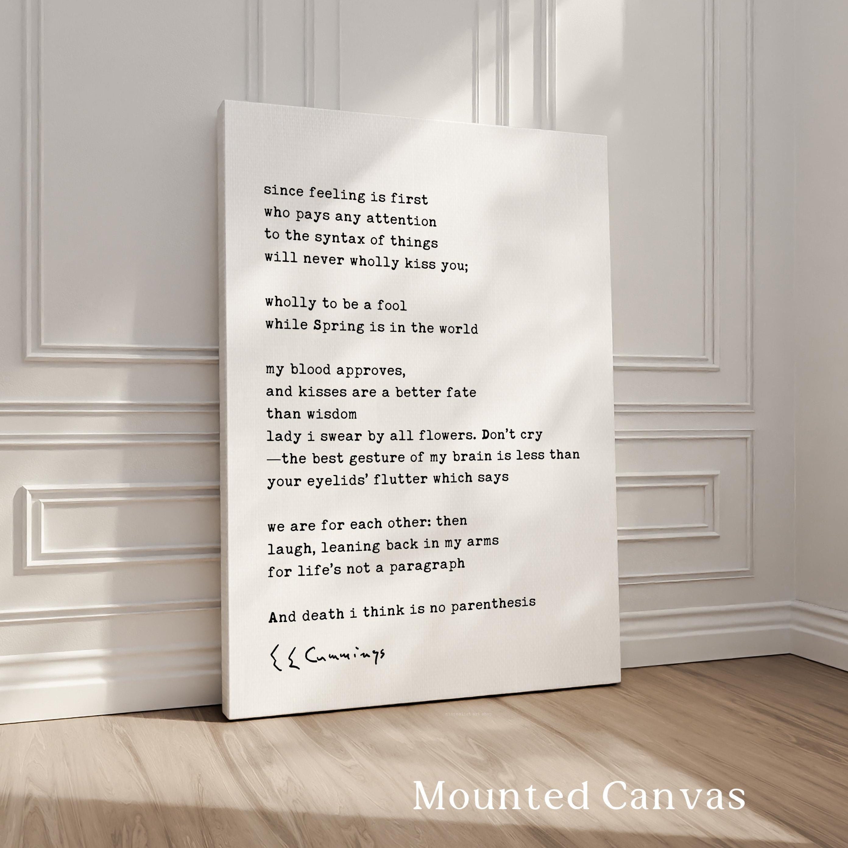 since feeling is first Poem by e.e. cummings Typography Art Print (1926)