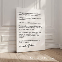 Kahlil Gibran Love Poem Art Print, The Prophet Literary Quote, Wedding Anniversary Gift