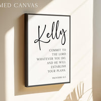 Commit to the Lord, Proverbs 16:3, Personalized Typography Art Print