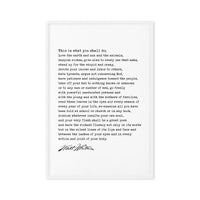 Walt Whitman Quote, This is what you shall do; Love the earth and sun and the animals... Typography Framed Canvas Art, Leaves of Grass