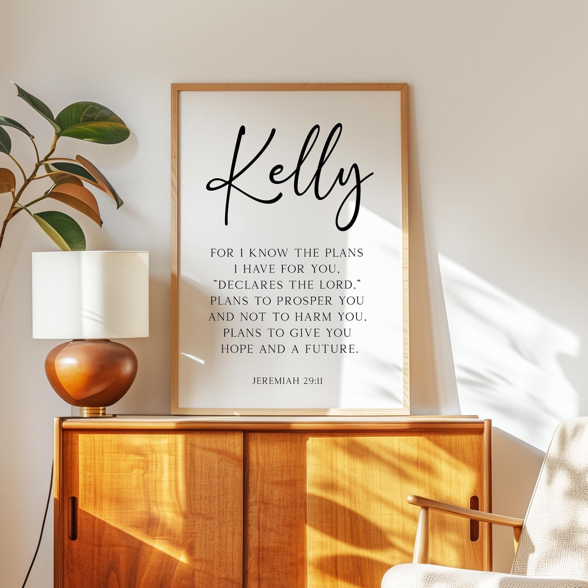 Jeremiah 29:11 Bible Verse Personalized Print, For I Know The Plans, Christian Wall Art