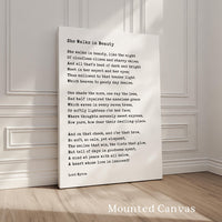She Walks In Beauty, Lord George Gordon Byron Poem, Typography Art Print (1815)