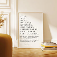 Galatians 5:22-23 Fruit of the Spirit Print, Christian Wall Art, Bible Verse Decor