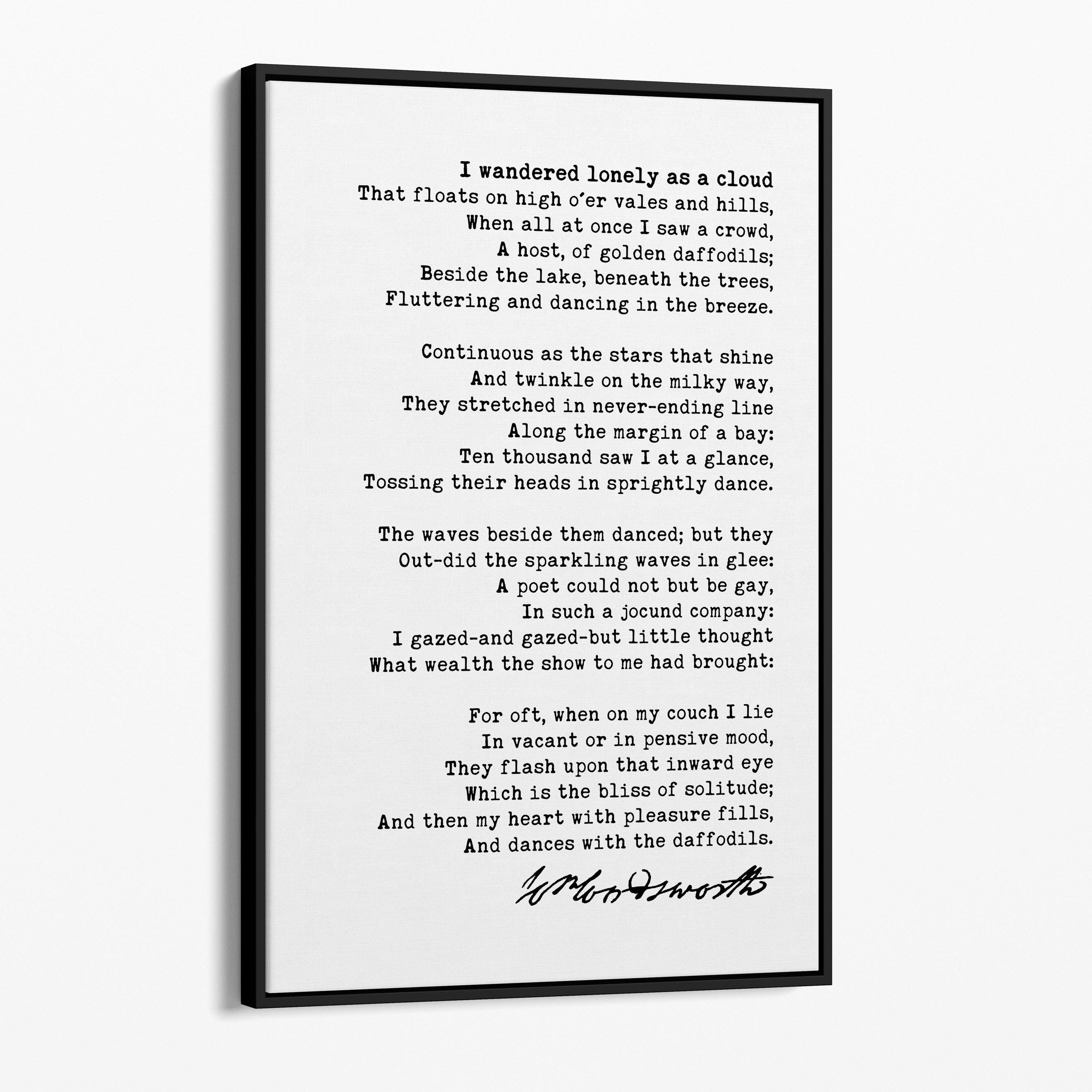 I Wandered Lonely as a Cloud Poem by William Wordsworth Framed Canvas Art (1804)