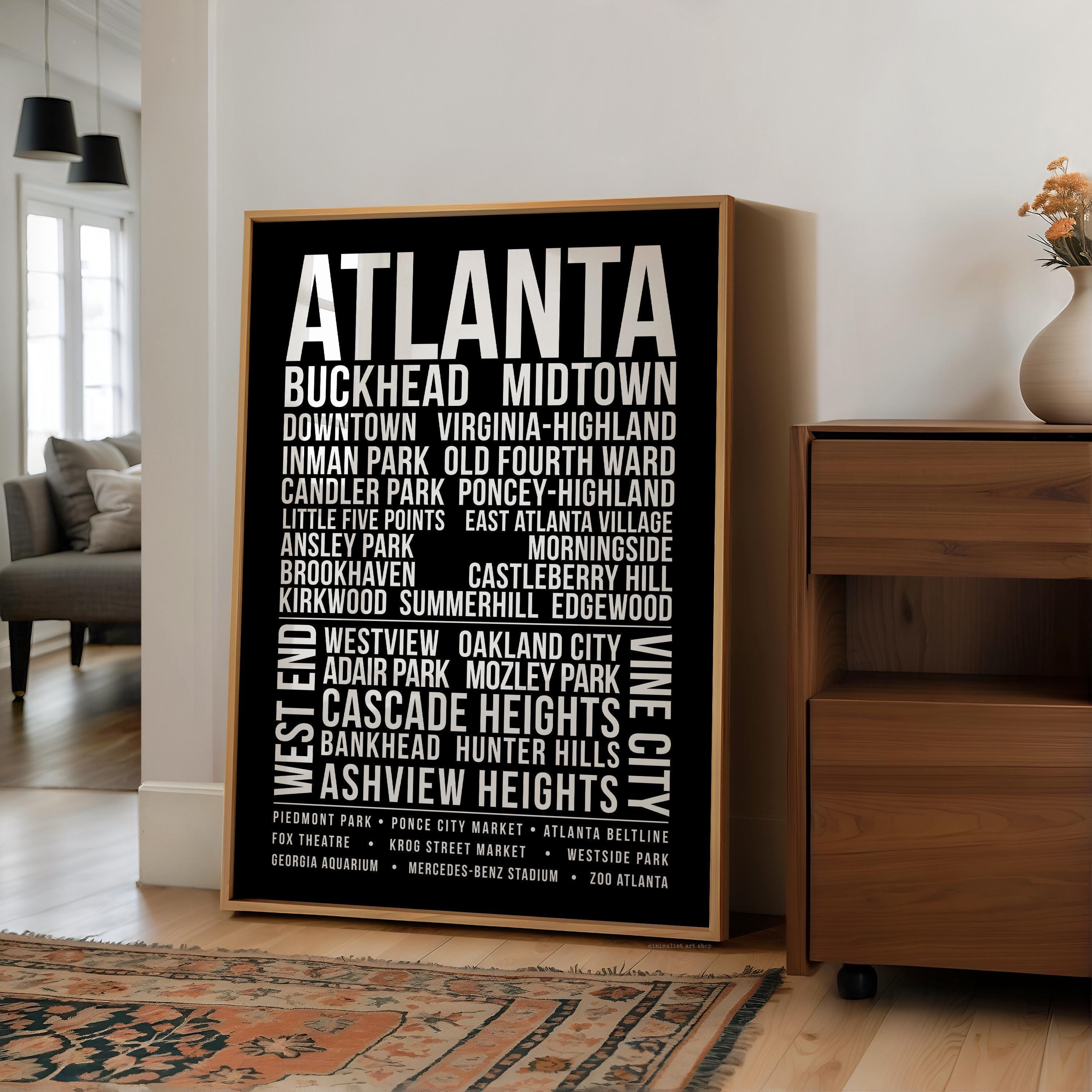 Atlanta Wall Art Print, Atlanta Neighborhood Poster, Buckhead Midtown Virginia Highland, ATL City Typography