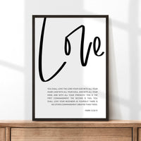 Love Your Neighbor As Yourself Love Your God With All Your Heart Mark 12:30•31 Art Print - Religious Scripture - Bible Verse Art