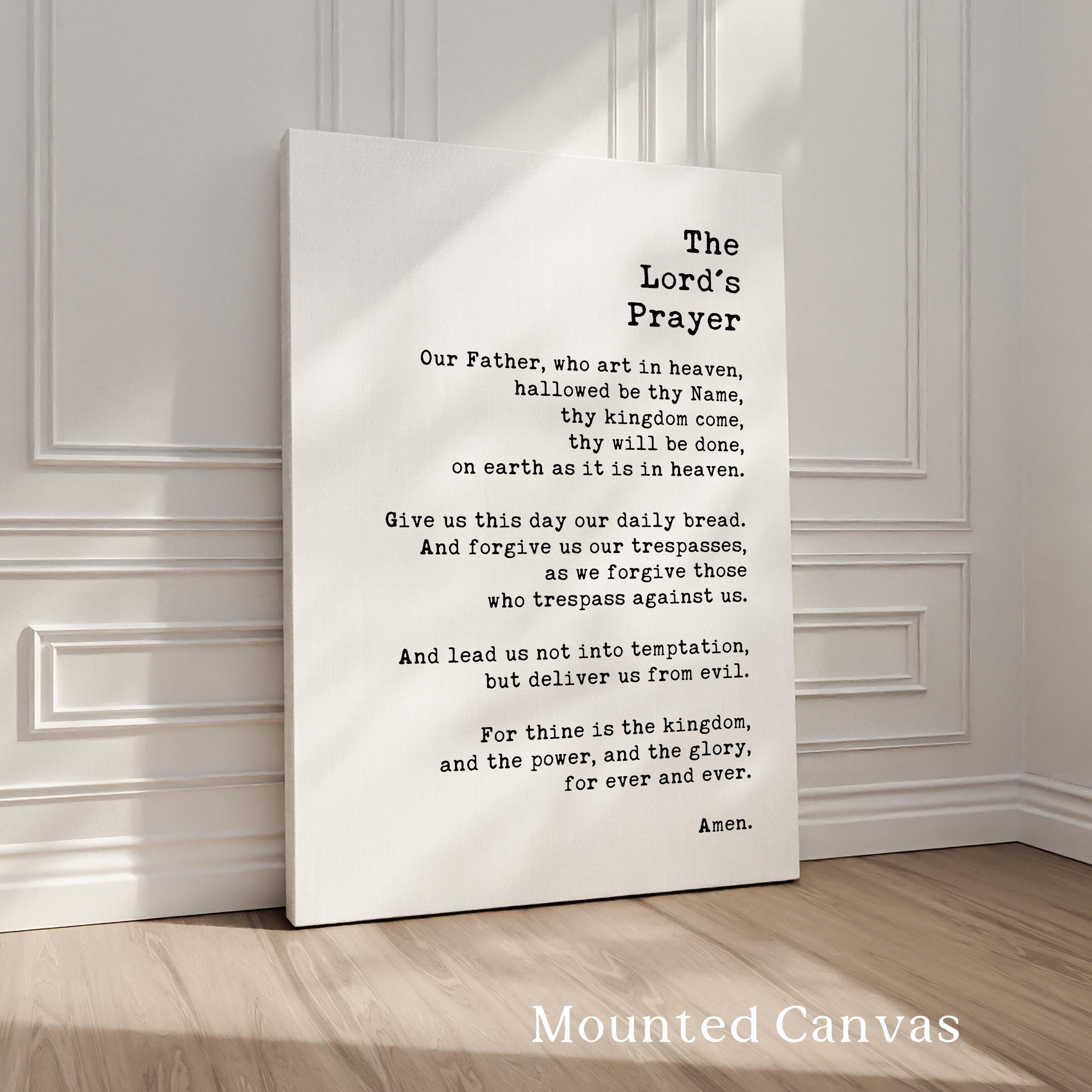 The Lord's Prayer Typography Art Print, Our Father, Who Art In Heaven, Hallowed Be Thy Name, Christian, Gifts