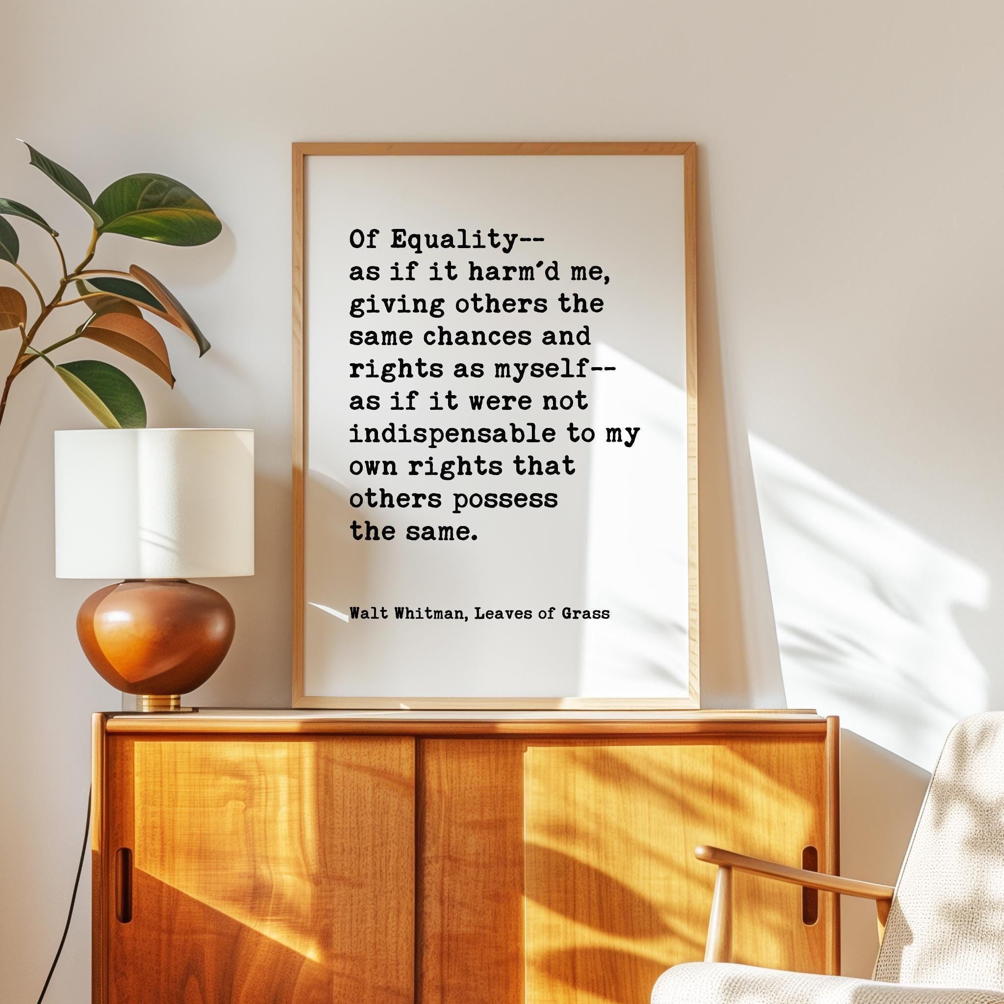 Walt Whitman Equality Quote, Leaves of Grass, Typography Wall Art