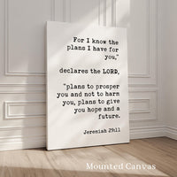 For I Know the Plans, Jeremiah 29:11, Typography Art Print