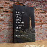 I am the master of my fate: I am the captain of my soul. William Ernest Henley Quote Typography Art Anton Melbye Lighthouse Painting, 1888