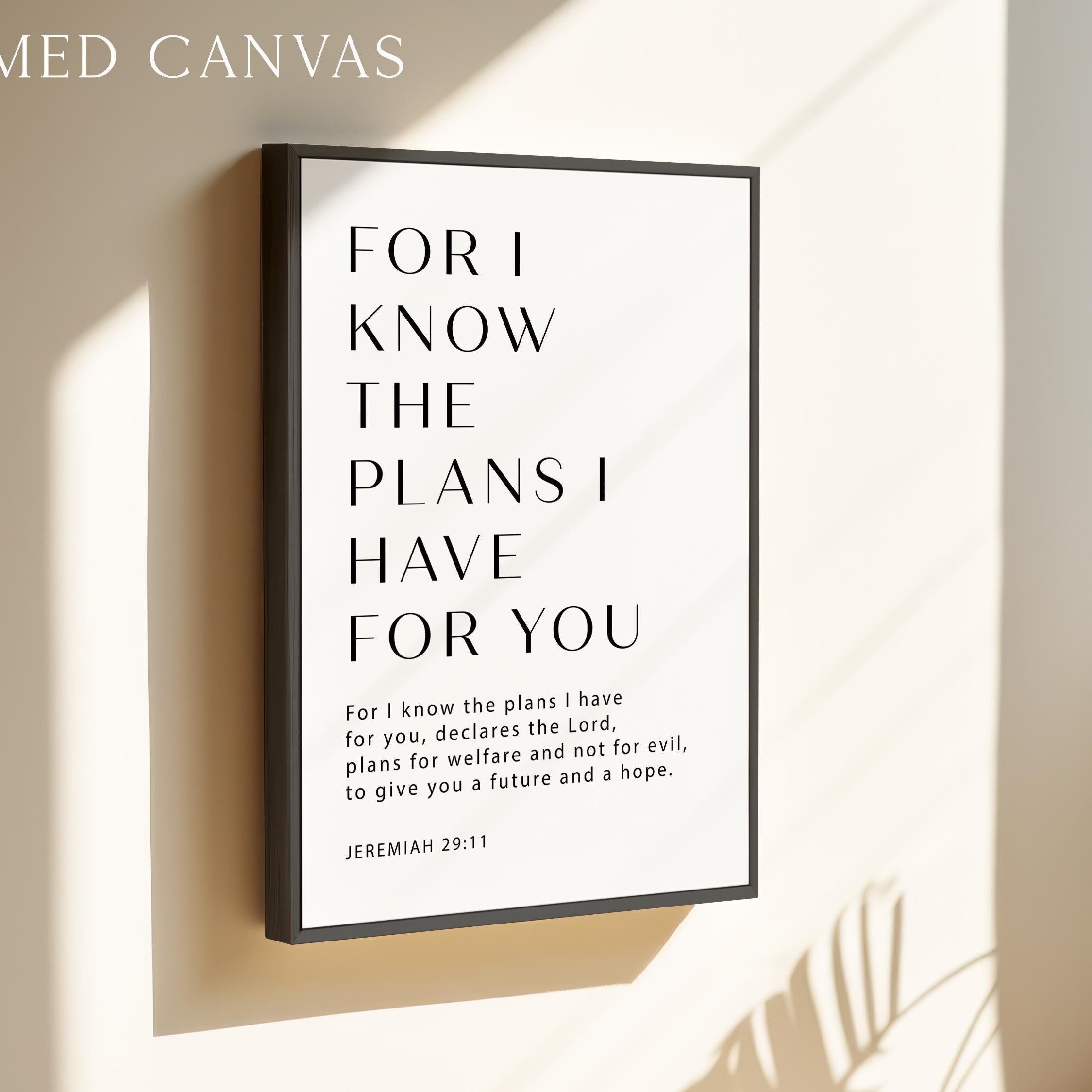 Jeremiah 29:11 Bible Verse Print, For I Know The Plans, Christian Wall Art