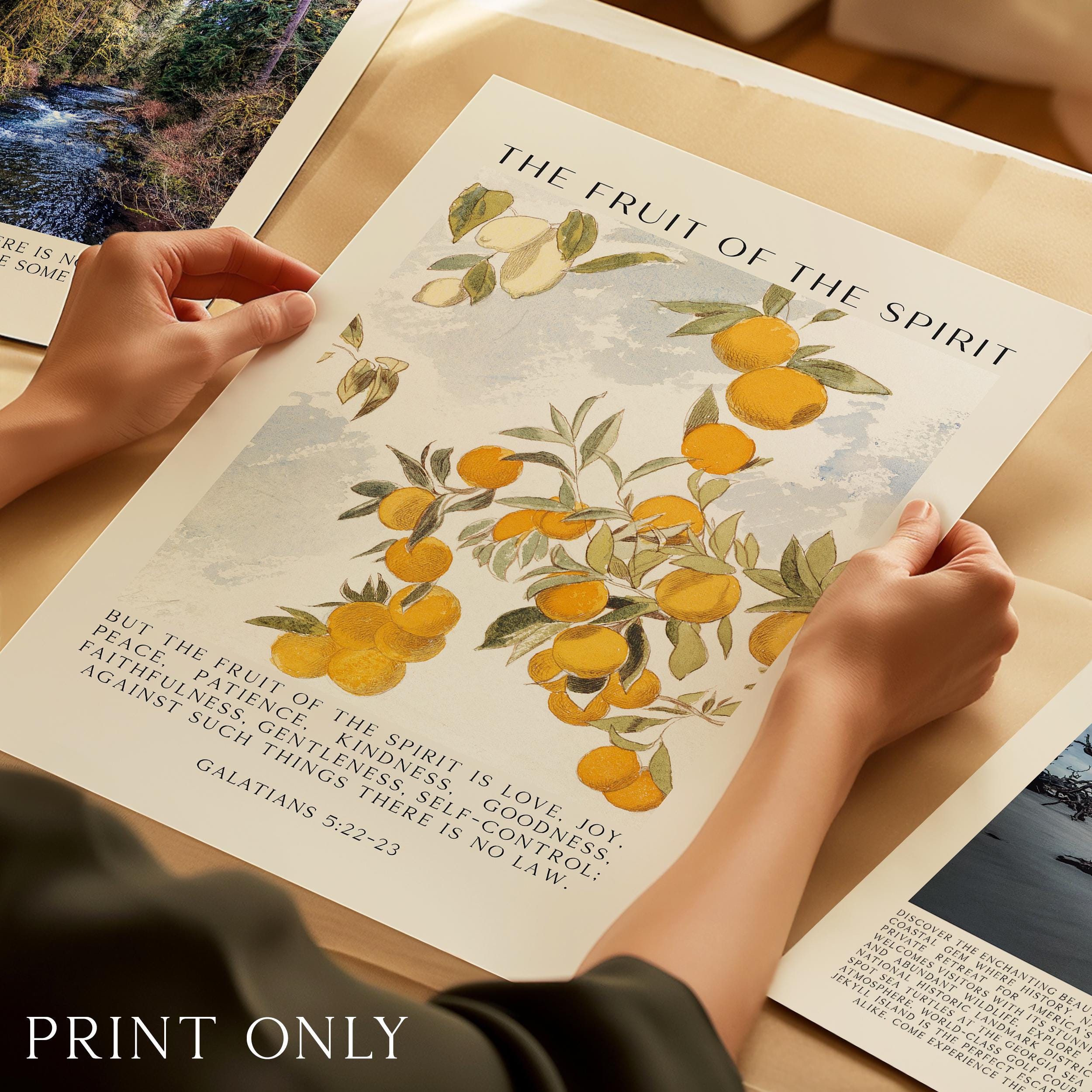 Fruit of the Spirit, Is love, joy, peace, patience, kindness, Galatians 5:22•23, Art Print