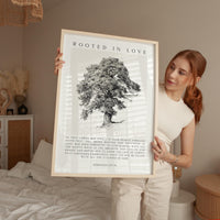 Rooted in Love Scripture Print – Ephesians 3:17-19 Christian Wall Art with Tree Illustration