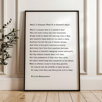 Sonnet 18: Shall I compare thee to a summer’s day? - William Shakespeare Poem Typography Art Print
