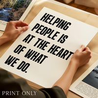 Motivational Office Wall Art, Helping People Quote Print, Minimalist Typography, Business Decor