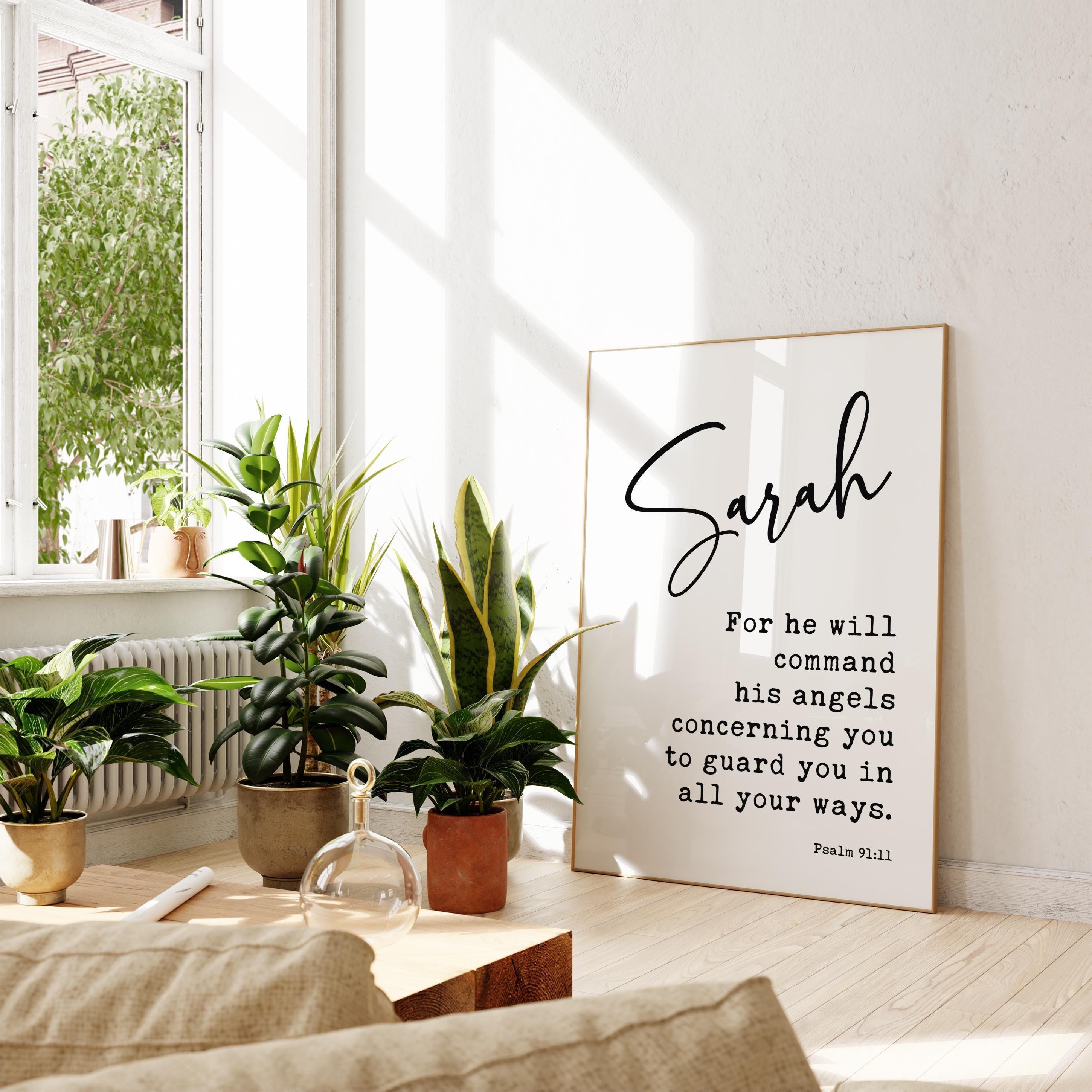 Psalm 91:11 For he will command his angels concerning you to guard you in all your ways. Personalized Typography Art Print