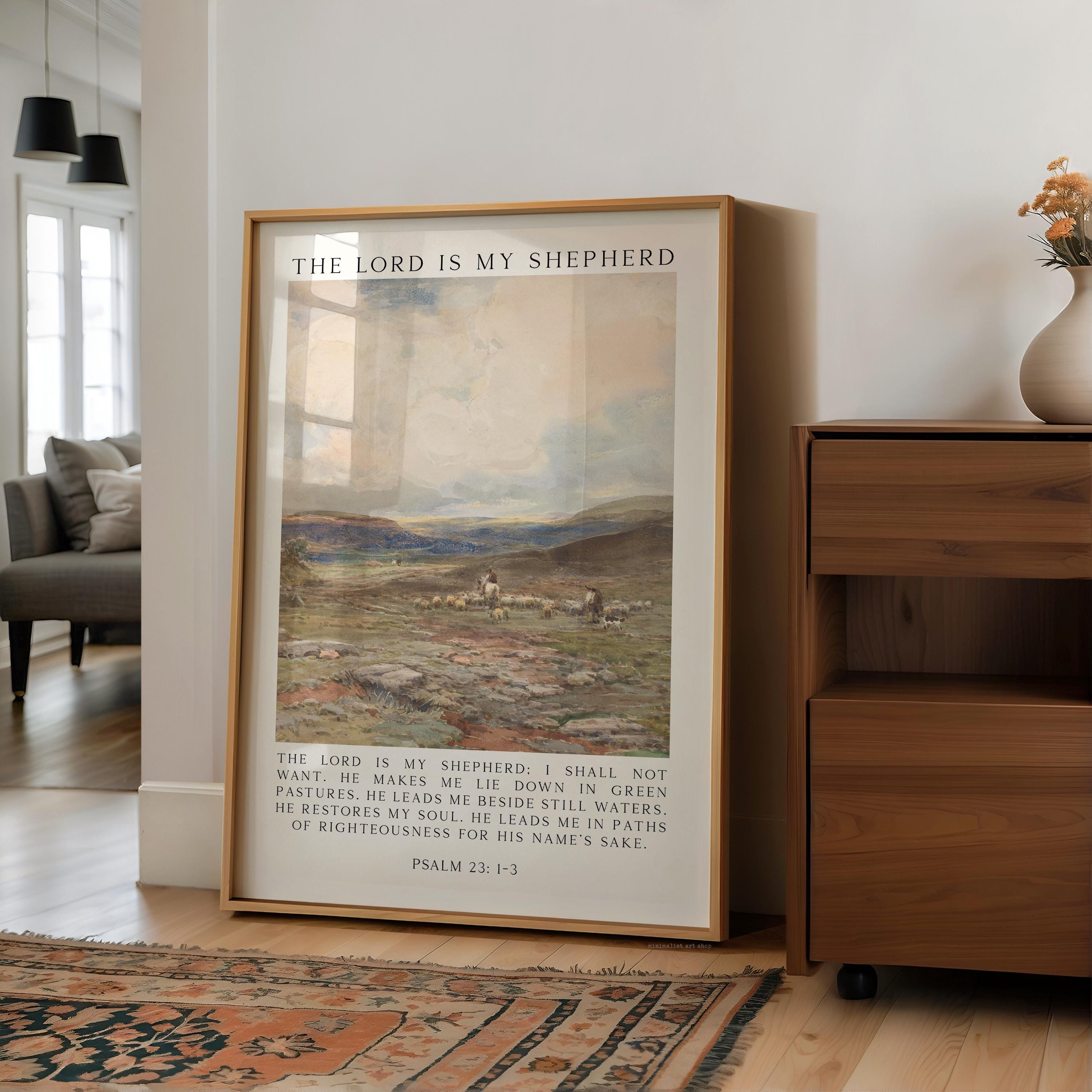 The Lord Is My Shepherd Psalm 23 Art Print – Christian Typography Wall Art