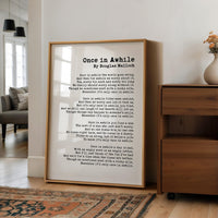 Once in Awhile by Douglas Malloch, Poem, Typography Art Print