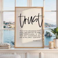 Trust in the Lord Wall Art, Proverbs 3 5-6 Scripture Print, Christian Decor, Bible Verse