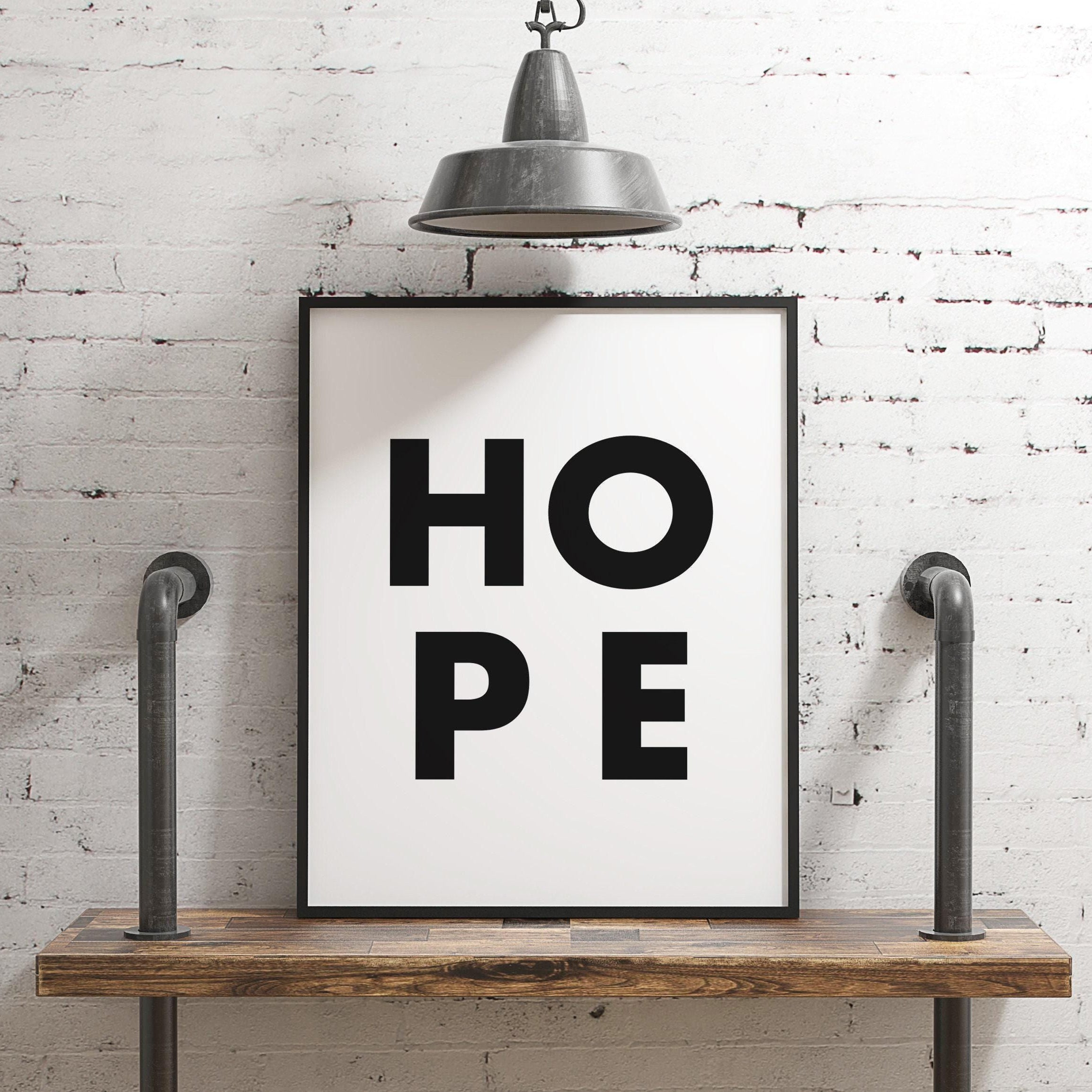 Hope Typography Print - Inspirational Print - Minimalist Art Print - Hope - Nursery Wall Art
