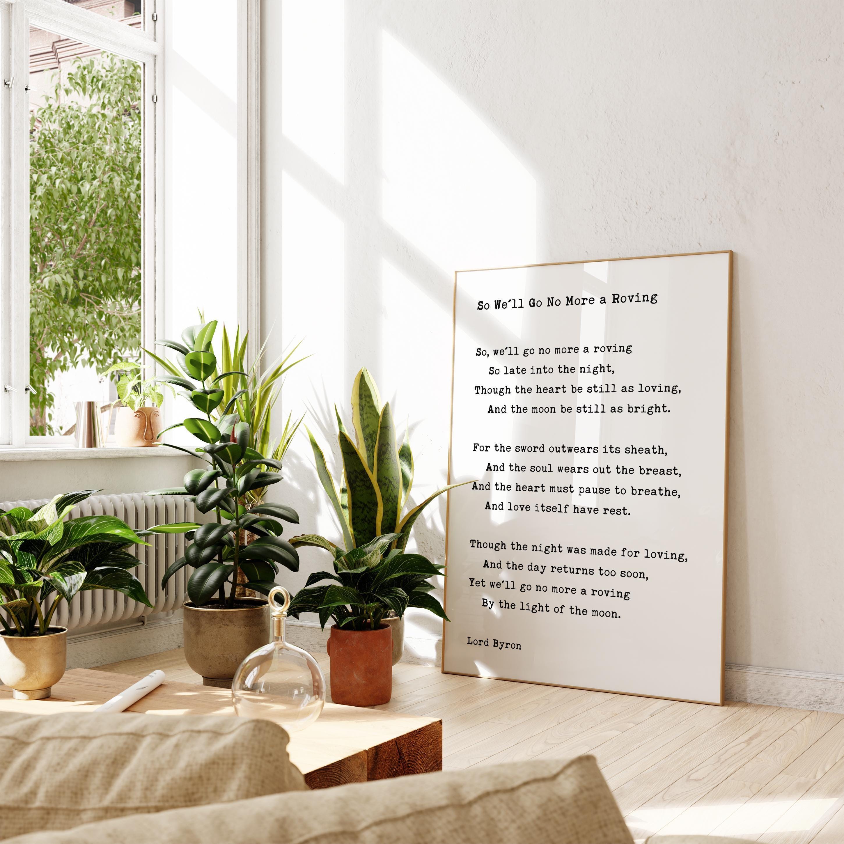 So We'll Go No More a Roving • Lord George Gordon Byron Poem • Typography Art Print (1830)