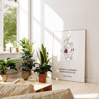 Isaac Newton Quote, “Nature is pleased with simplicity.” Typography Art Print with Wildflowers• Nature Lover - (1687)