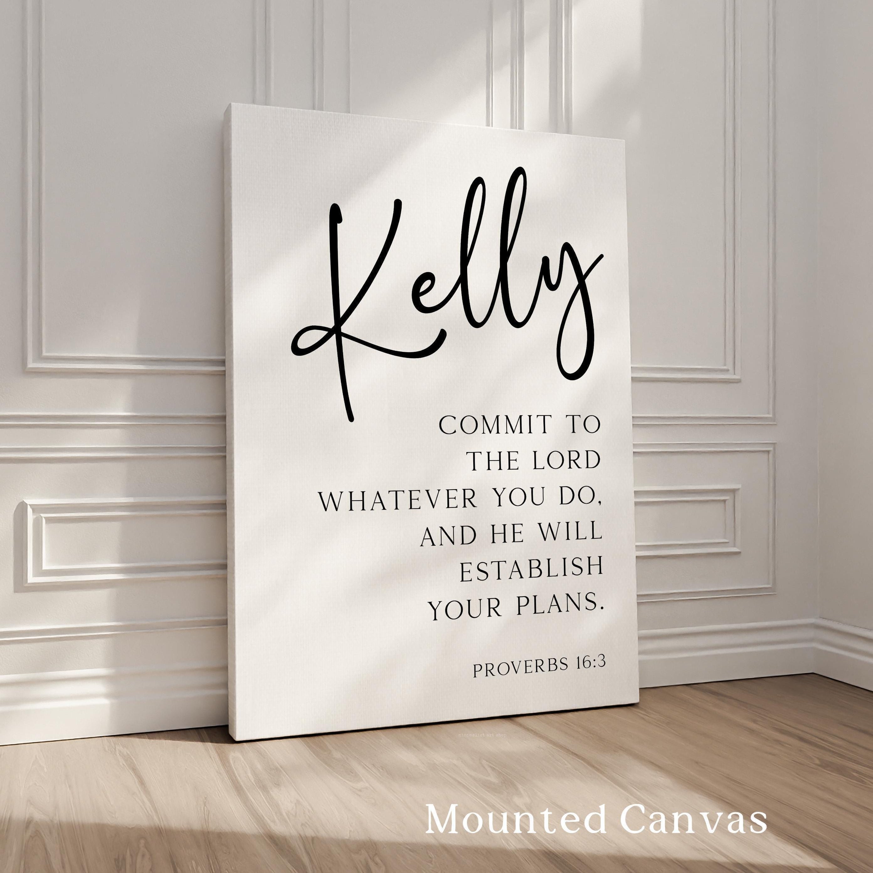 Commit to the Lord, Proverbs 16:3, Personalized Typography Art Print