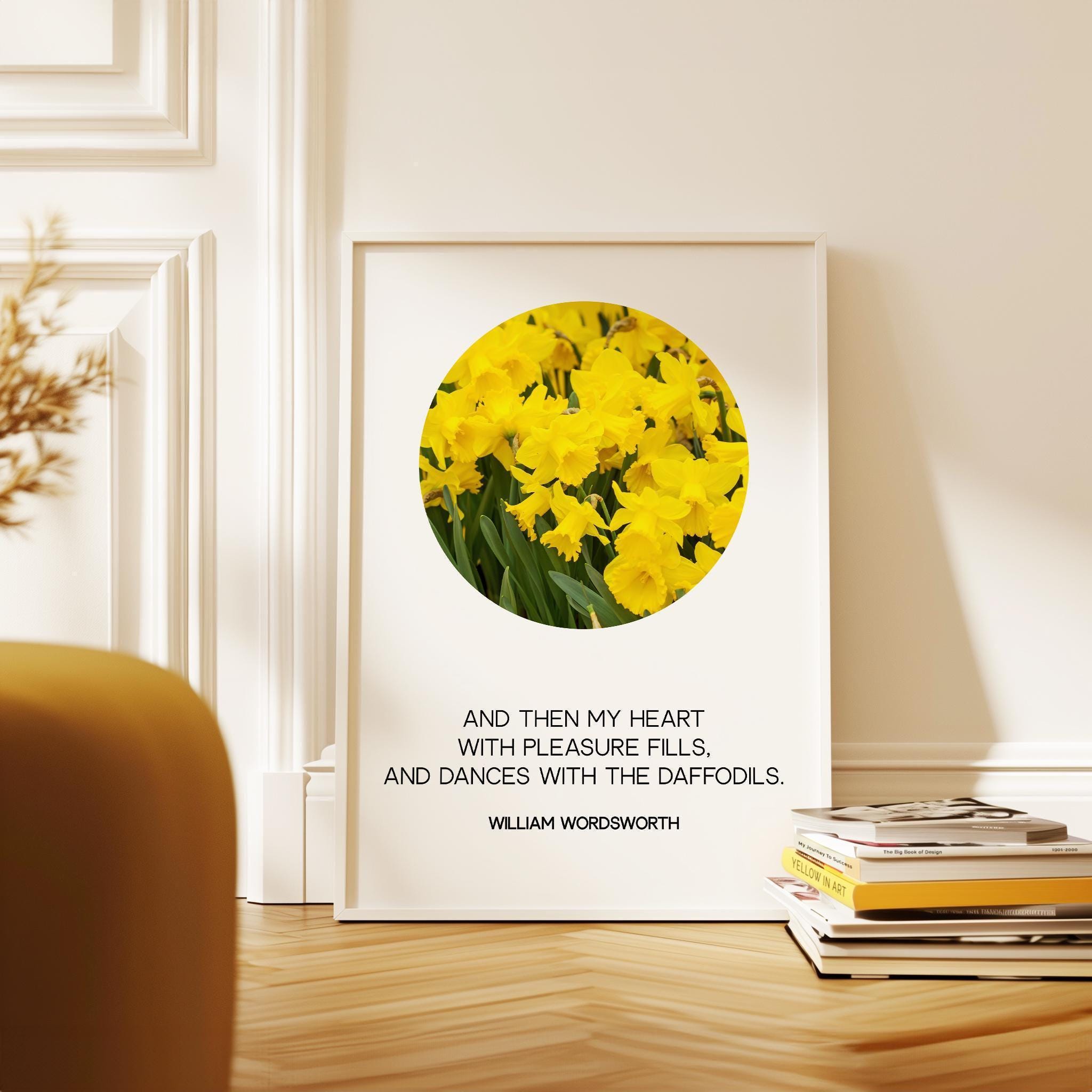 And Then My Heart With Pleasure Fills, William Wordsworth Quote, Daffodils Typography Art Print