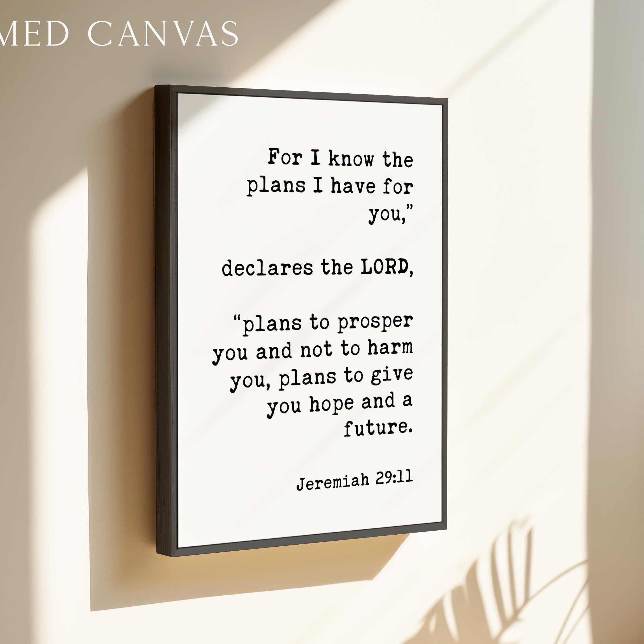 For I Know the Plans, Jeremiah 29:11, Typography Art Print
