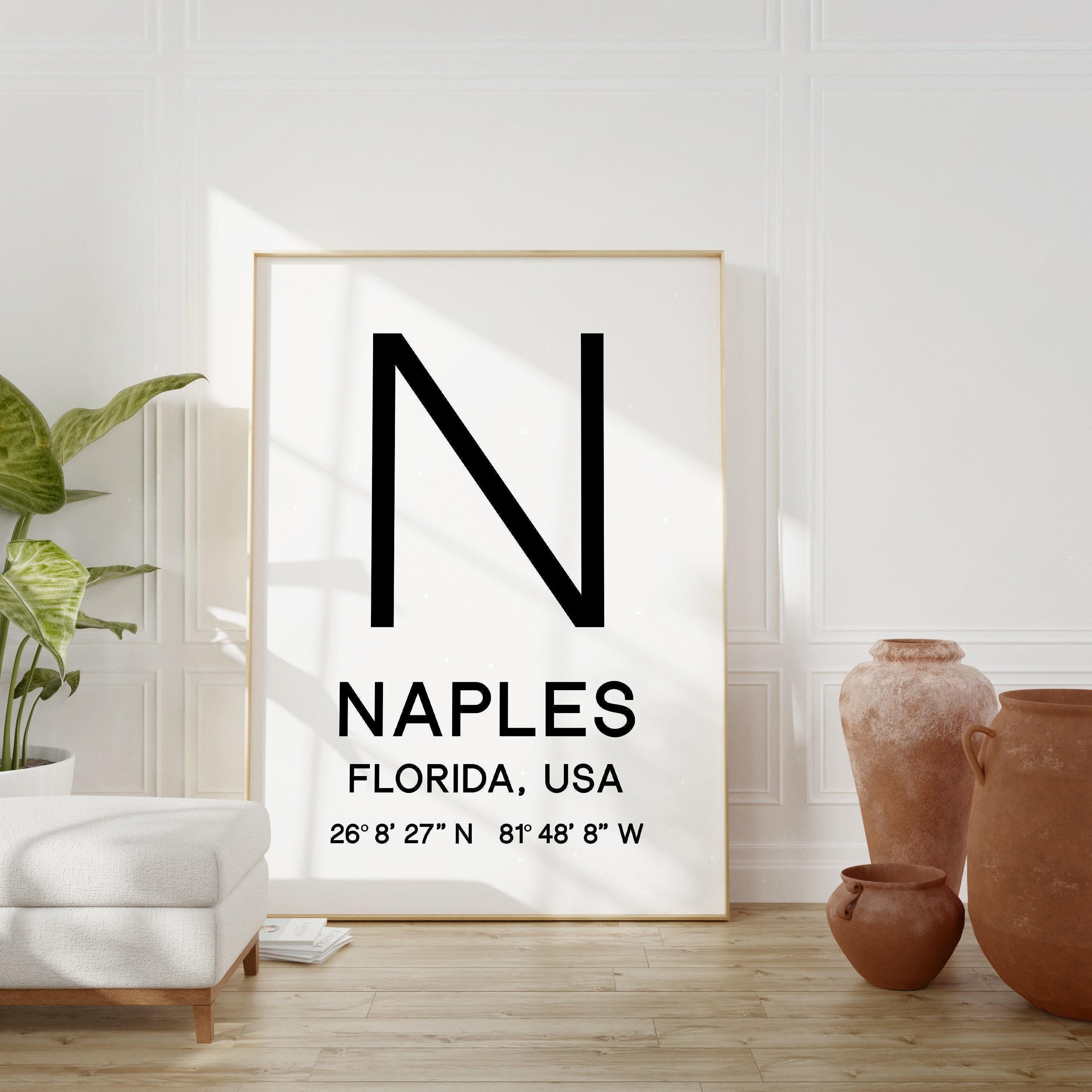 Naples, Florida with GPS Coordinates Minimalist Art Print