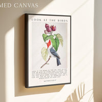 Matthew 6:26-27 Bible Verse Print, Look at the Birds Scripture Wall Art
