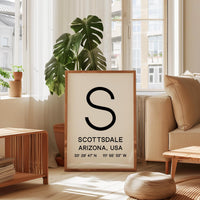 Scottsdale Arizona Wall Art, AZ Print, City GPS Coordinates, Travel Souvenir, Minimalist, Housewarming Gift