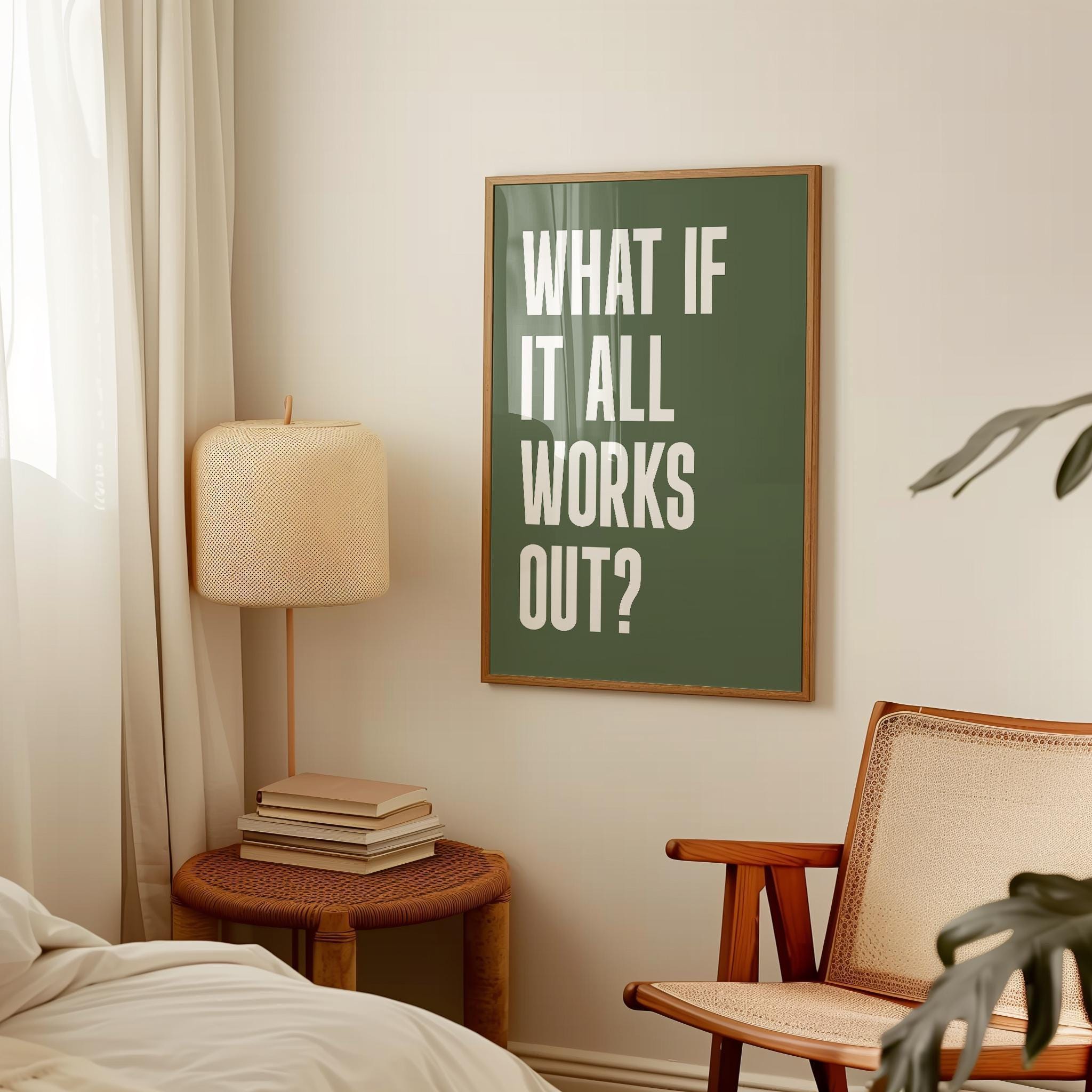 What If It All Works Out Typography Art Print, Good Vibes, Inspirational, Gift Idea