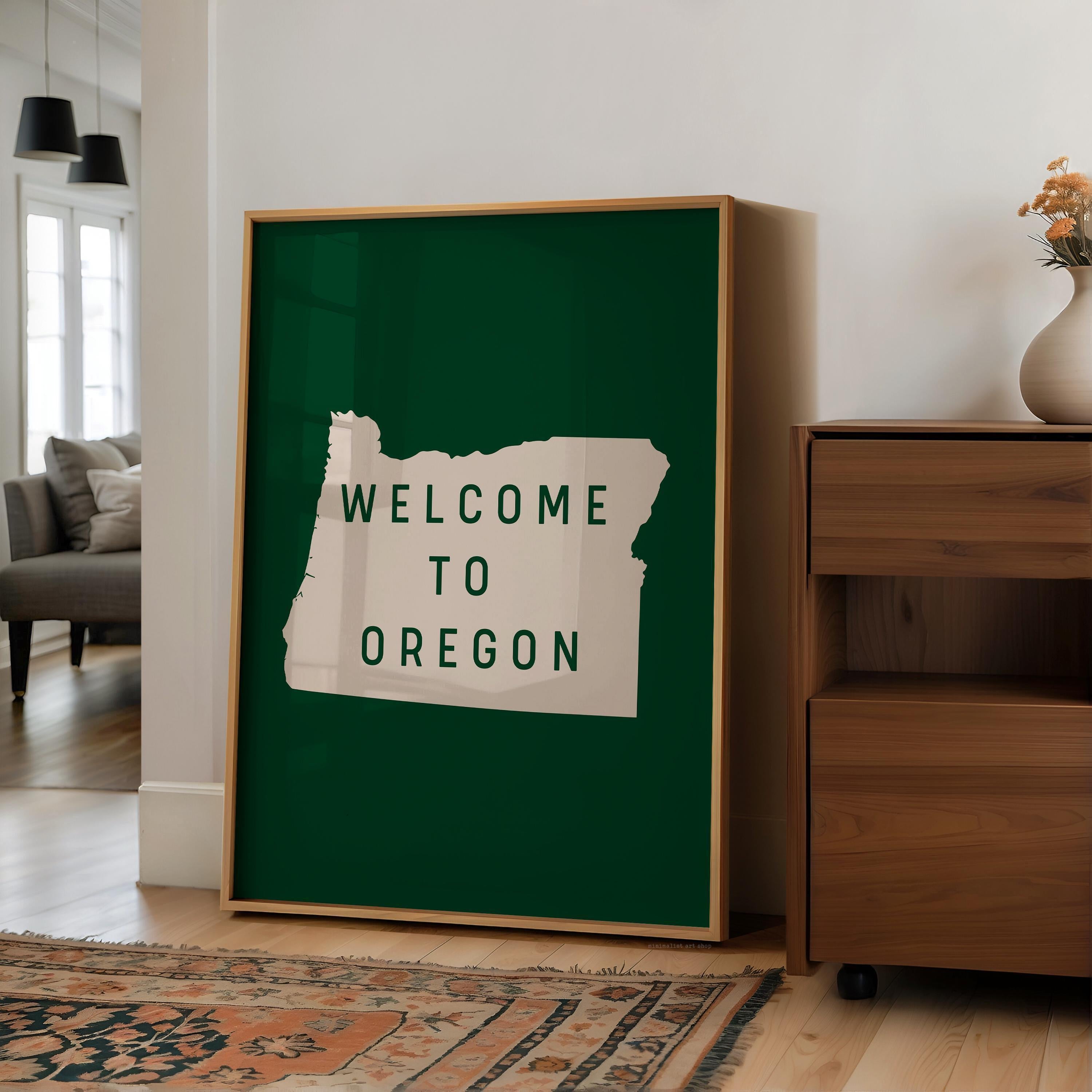 Welcome to Oregon Sign Art Print, Pacific Northwest Decor, PNW Decor, Travel Gift