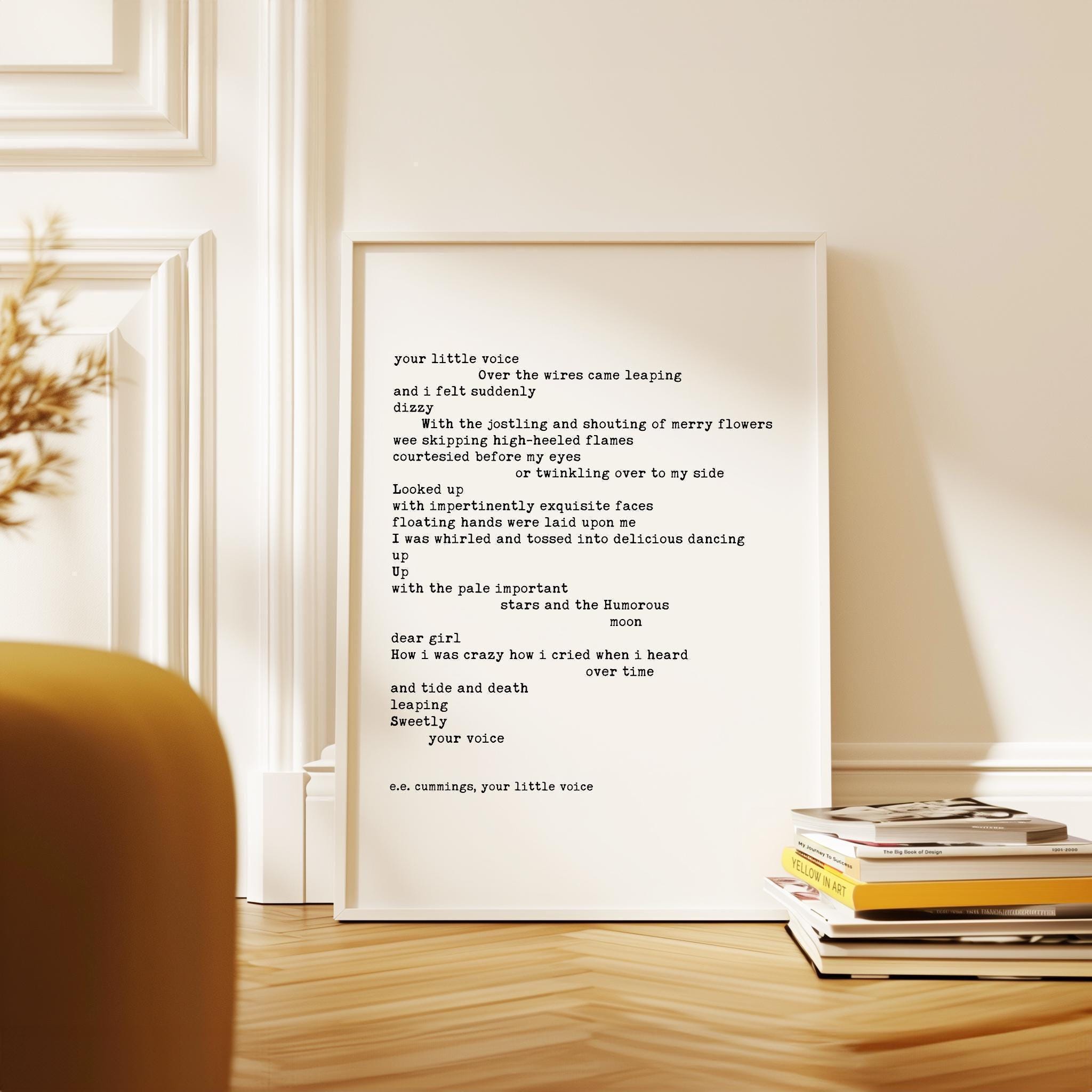 Your Little Voice by E.E. Cummings Typography Art Print, Love, Wedding, Poetry (1915)