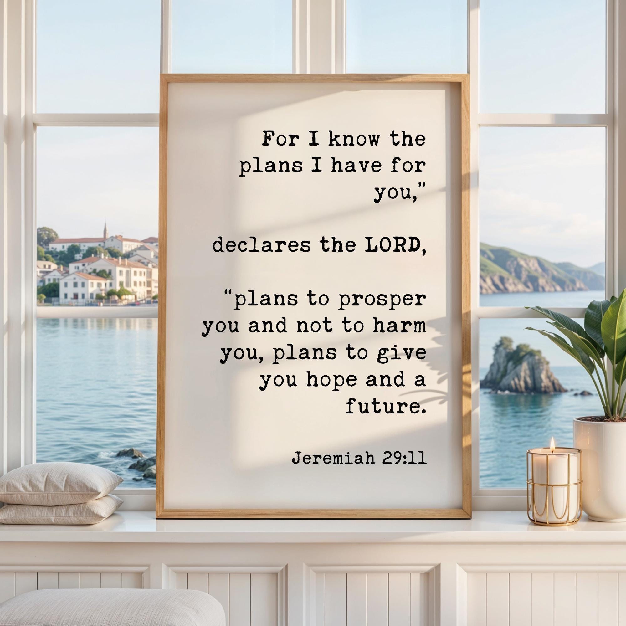 For I Know the Plans, Jeremiah 29:11, Typography Art Print