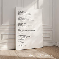 In The Rain Typography Art Print E.E. Cummings Poem, Love, Wedding, Marriage (1923)
