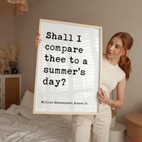 Shall I compare thee to a summer’s day?, William Shakespeare Quote, Typography Art Print, Sonnet 18, Wedding, Anniversary • Gift